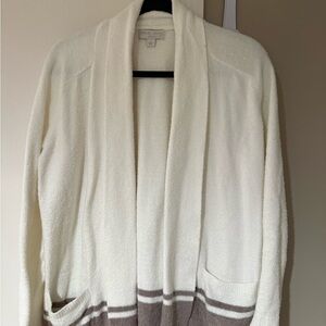 Barefoot Dreams Cream and Brown Cardigan